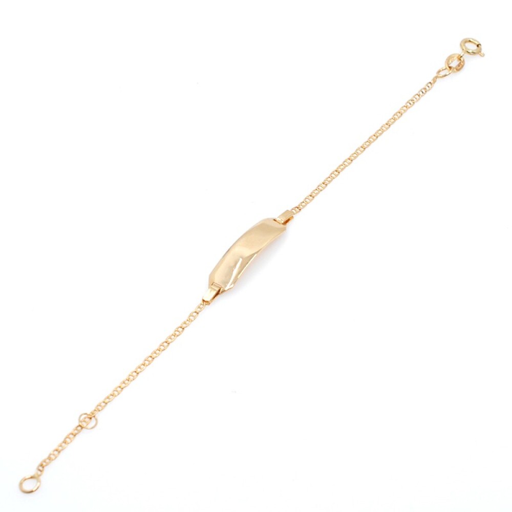 Pulsera para bebé en oro 18k con placa de identidad Pulsera para bebé en oro 18k con placa de identidad