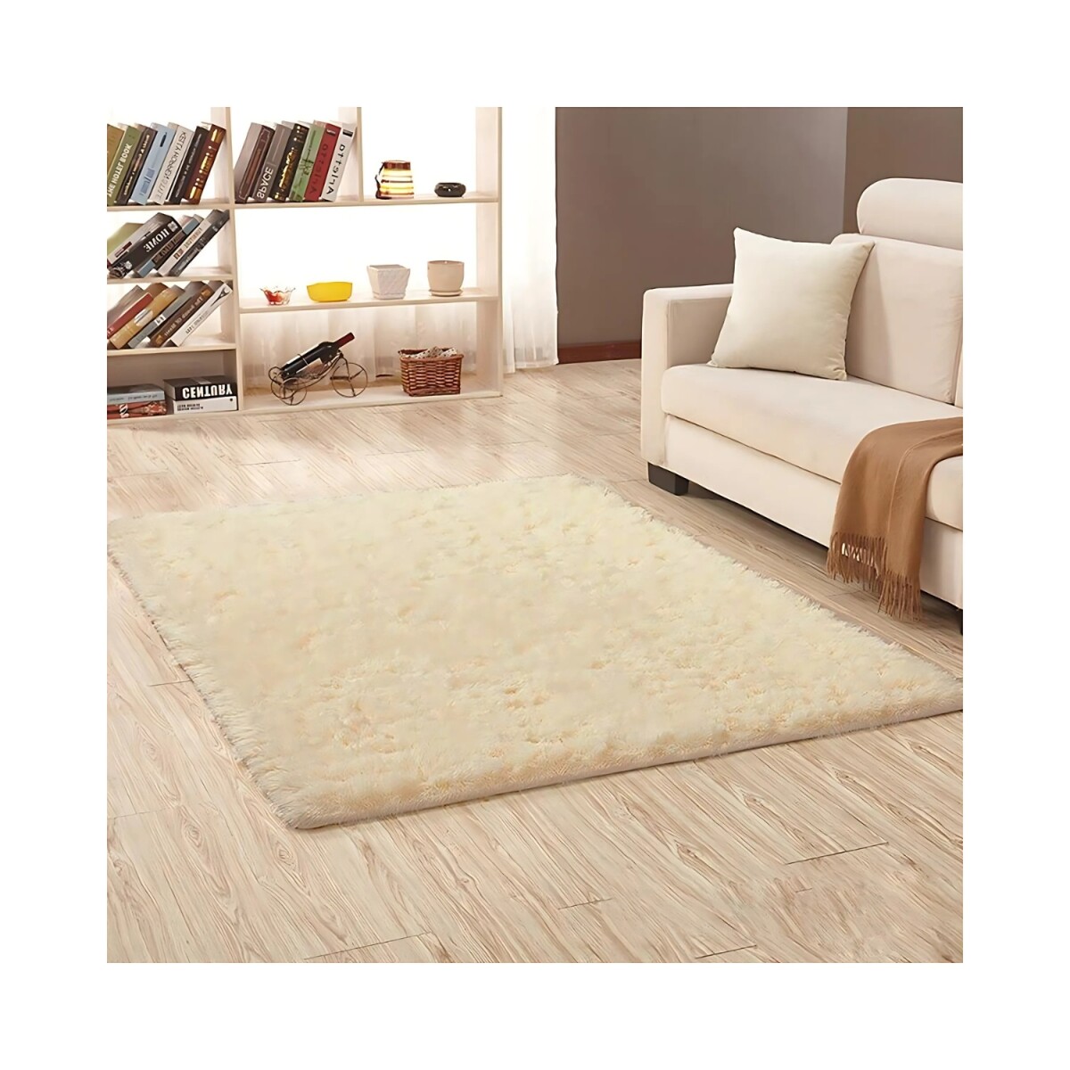 Alfombra Peluda Shaggy de 1.0 x 1.5 m - Beige 