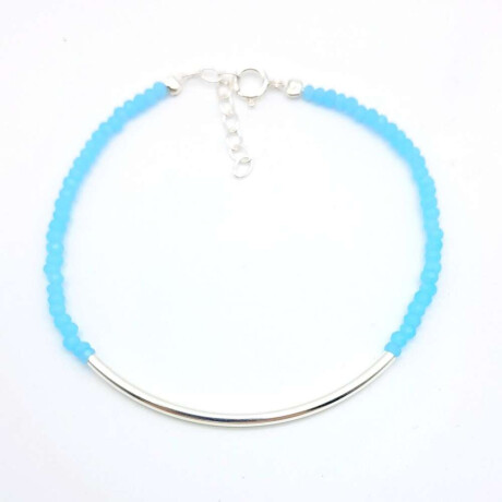 Pulsera de mostacillas y plata Largo 18 Cm