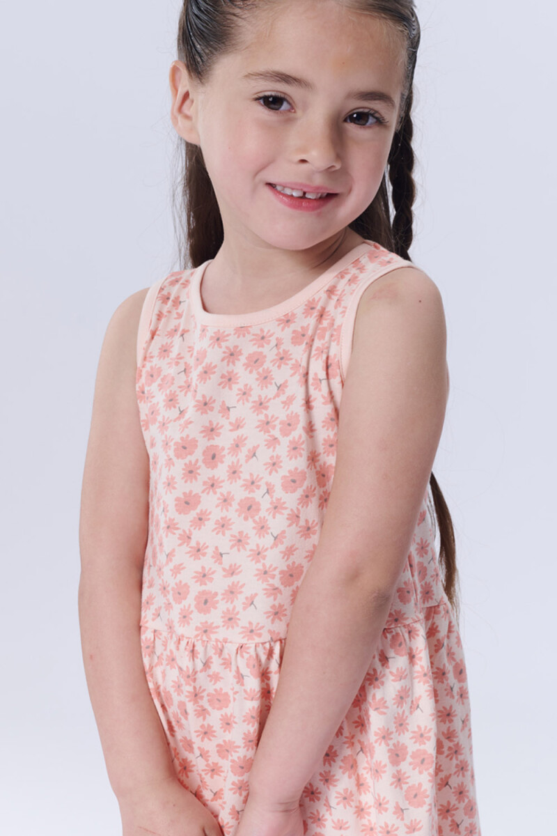 Vestido musculosa Flores Rosa