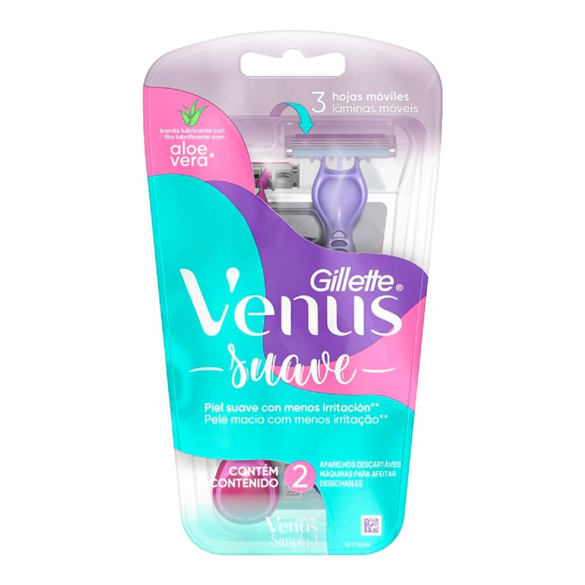 GILLETTE VENUS 3 SIMPLY MAQUINA 2PZAS UN 