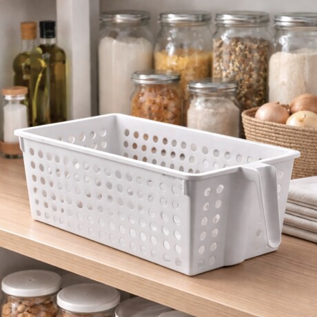 Cesto calado con agarradera M 33x16.5x14cm BLANCO