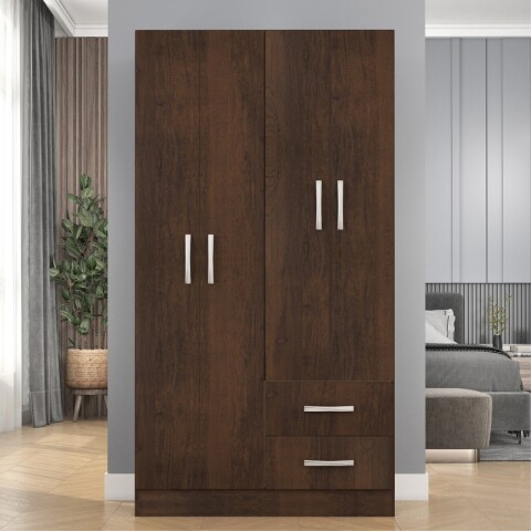 Ropero Armario 4 puertas 2 cajones con estantes y perchero 170 x 90 x 36 cm - Rustico Ropero Armario 4 puertas 2 cajones con estantes y perchero 170 x 90 x 36 cm - Rustico