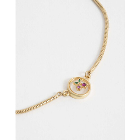 Pulsera Flexible Dije Bañada En Oro Dorado