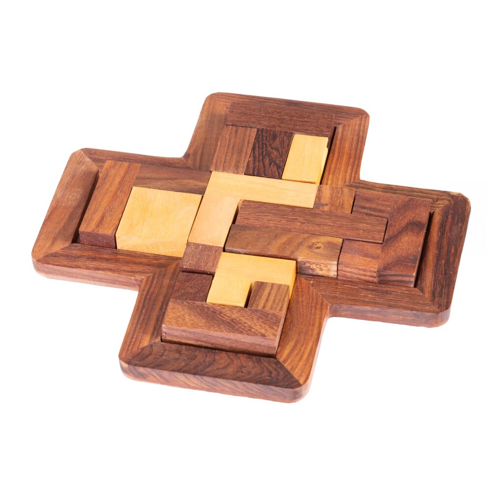 JUEGO MESA PUZZLE CRUZ MADERA MARRON 3533