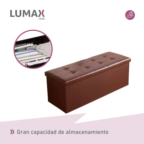 Puff Baúl Lumax Plegable 75x38 cm Organizador Living Dormitorio Marron