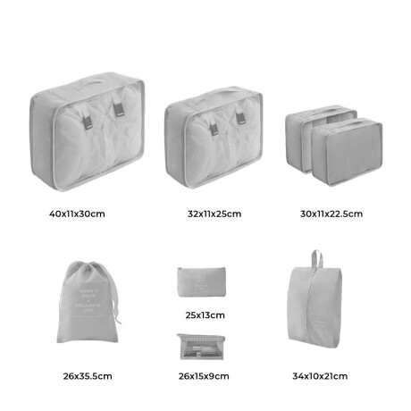 Set X8 Organizador De Viaje Valija Mochila Equipaje Gris