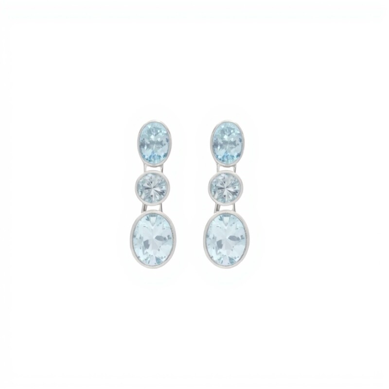 Caravanas Giuliana-Plata rodinada 925-Piedra Topacio azul-CA2021 conpiedra