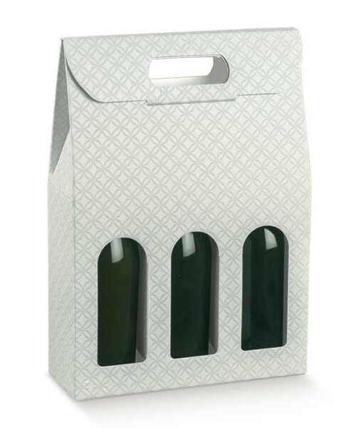 Caja c/ventana 3 botellas 27x9x38,5 - 37408 - MATELASSE GRIGIO Caja c/ventana 3 botellas 27x9x38,5 - 37408 - MATELASSE GRIGIO