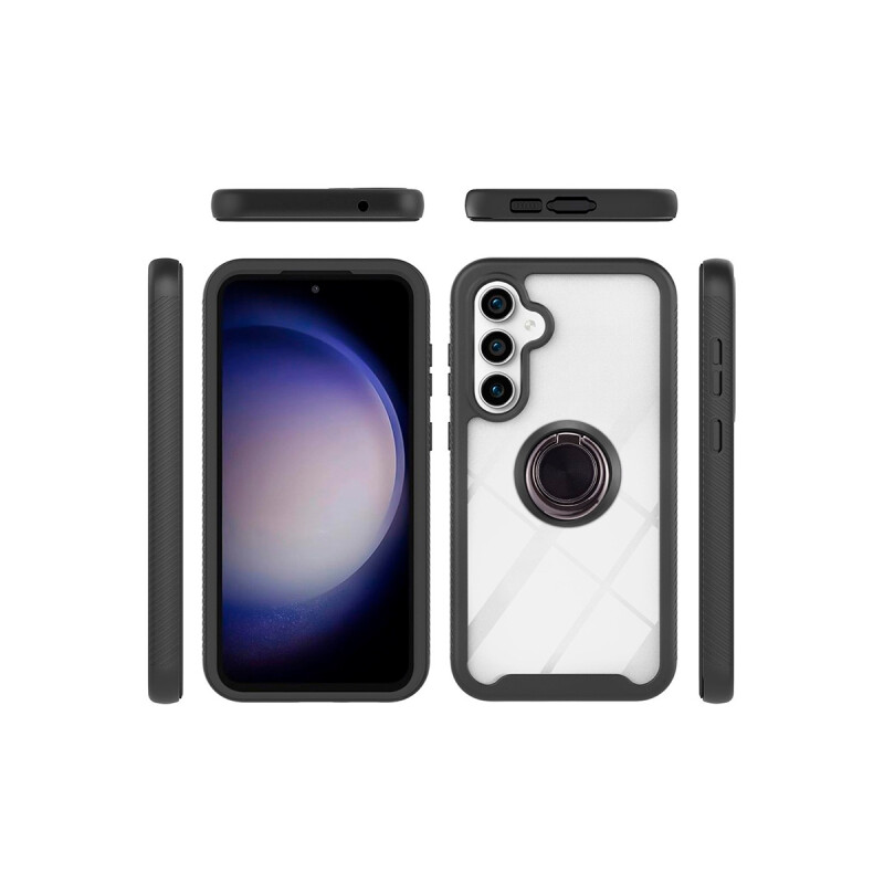 Protector Samsung Galaxy S23 FE transparente con anillo y bordes negros Protector Samsung Galaxy S23 Fe Transparente Con Anillo Y Bordes Negros