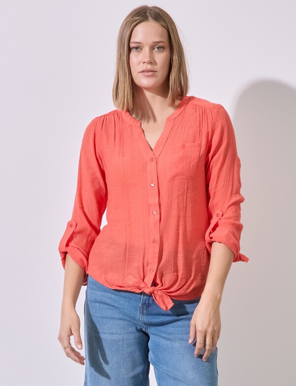 Blusa Botones Nudo ANARANJADO