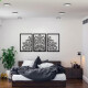 Triptico Cuadro Mandala En Madera Calada 103 X 70 Cmts Negro