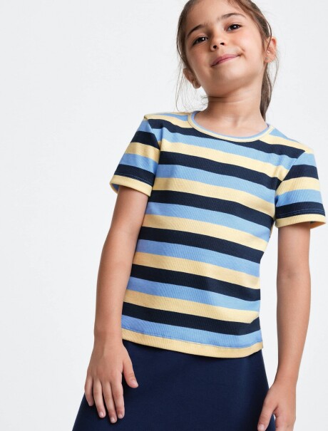 BLUSA CON ESTAMPADO EN TELA ACANALADA MULTICOLOR