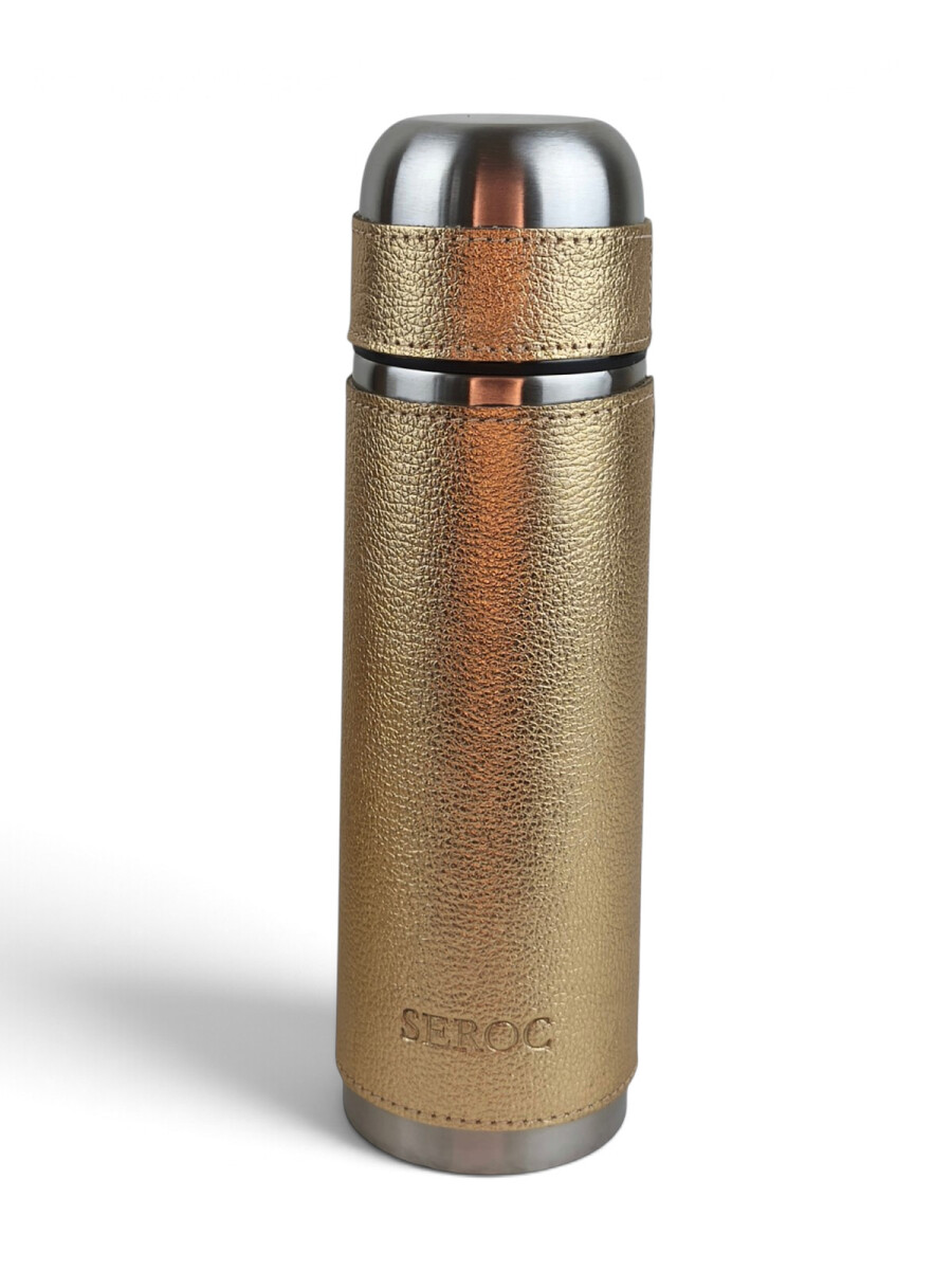 Termo forrado en cuero de 750ml - Dorado 
