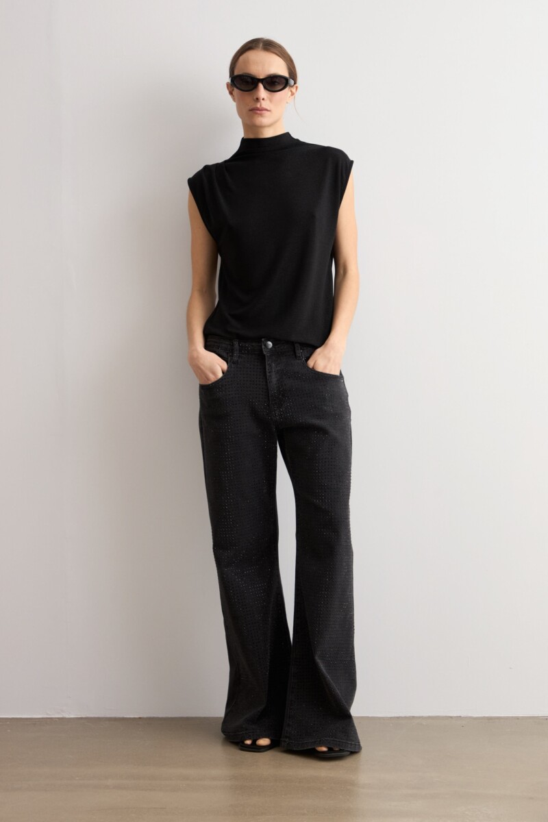 Blusa lurex con tablas - negro 