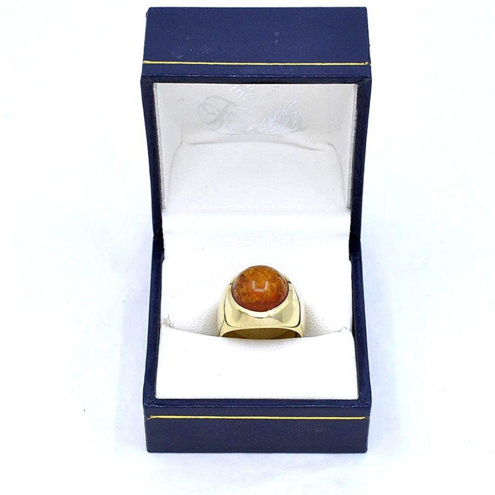 Anillo En Oro 18K Y Ambar Cabullon Anillo En Oro 18K Y Ambar Cabullon