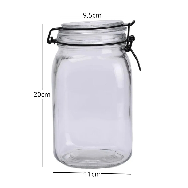 Recipiente de vidrio hermético 1,5 Lts TRANSPARENTE