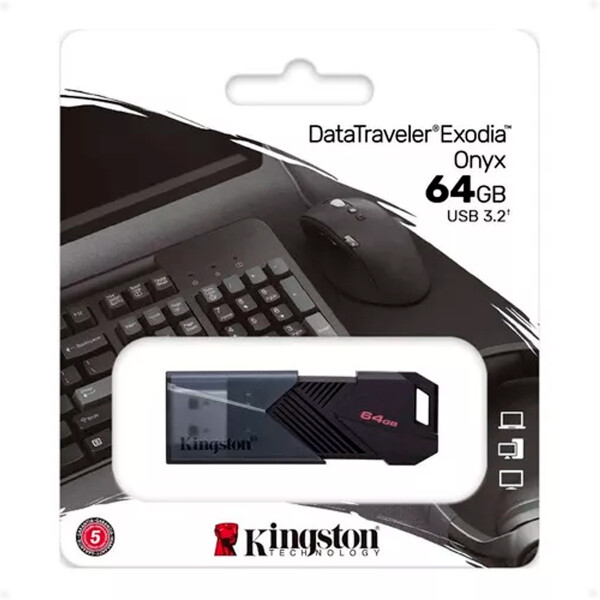 Pendrive USB 3.2 Gen 1 DataTraveler Exodia Onyx de 64GB Kingston