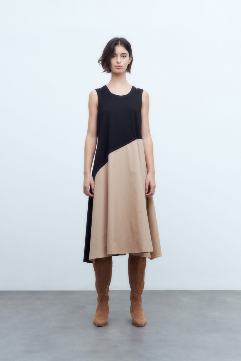 Vestido color block - negro 