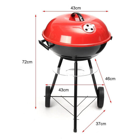 Parrillero Movil Bbq Portatil C/Ruedas yTapa 72x43cm Cpg006008