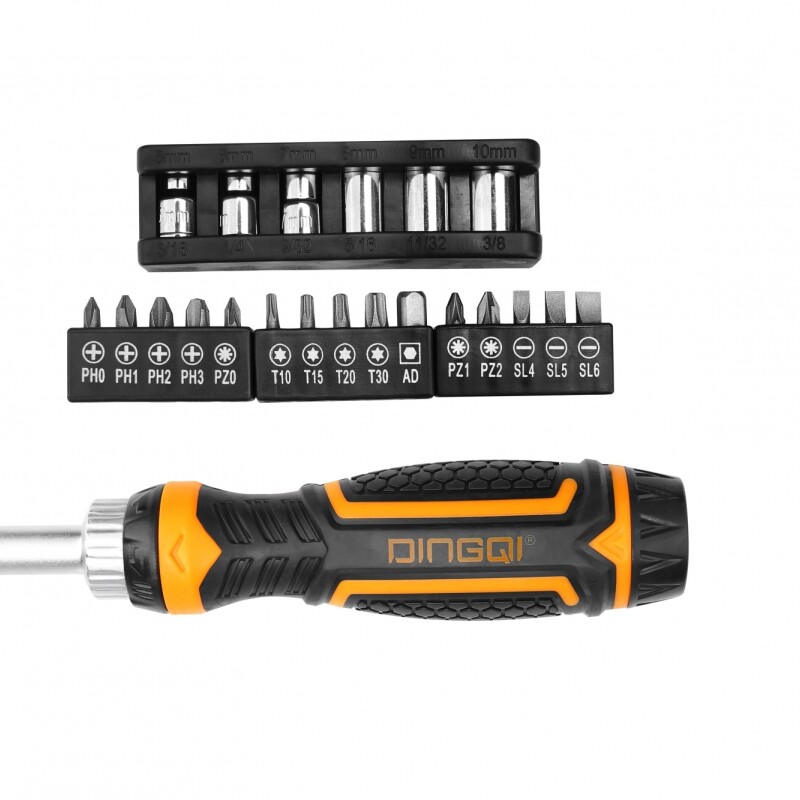DINGQI JUEGO 22 PIEZAS DESTORNILLADOR CRICKET & ADAPTADOR + 14 PUNTAS + 6 DADOS Dingqi Juego 22 Piezas Destornillador Cricket & Adaptador + 14 Puntas + 6 Dados