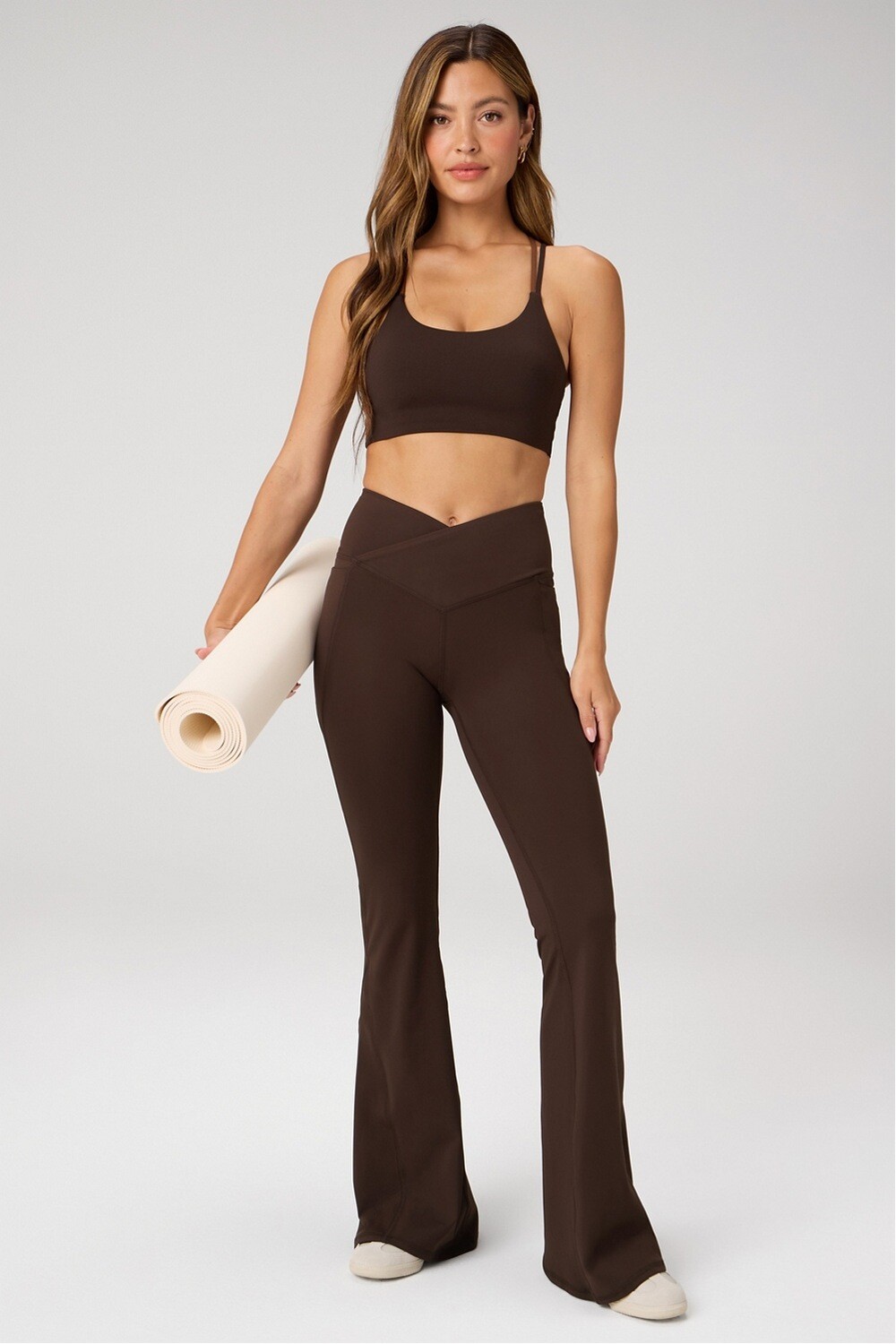 Pantalón Oasis High-Waisted Crossover Flare Mujer Cacao