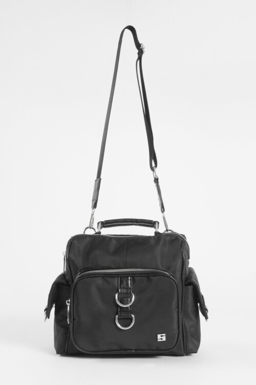 Bandolera - mochila bolsillos negro