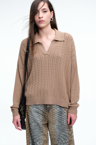 SWEATER TRENZAS Mostaza