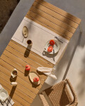 Mesa extensible de exterior Canyelles de polimadera y aluminio blanco mate 180(240) x 100 cm