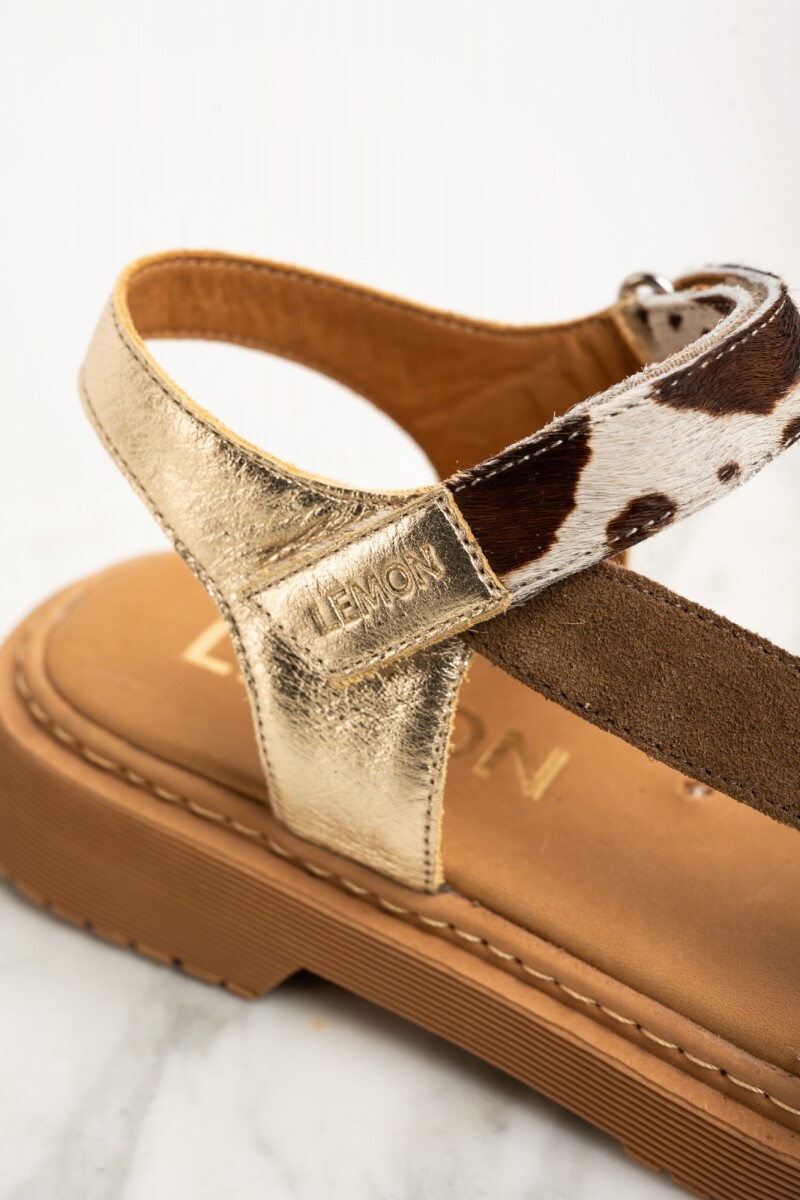 Sandalia Combinada Cuero Camel