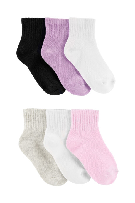 Pack seis pares de medias tobilleras de algodón Sin color