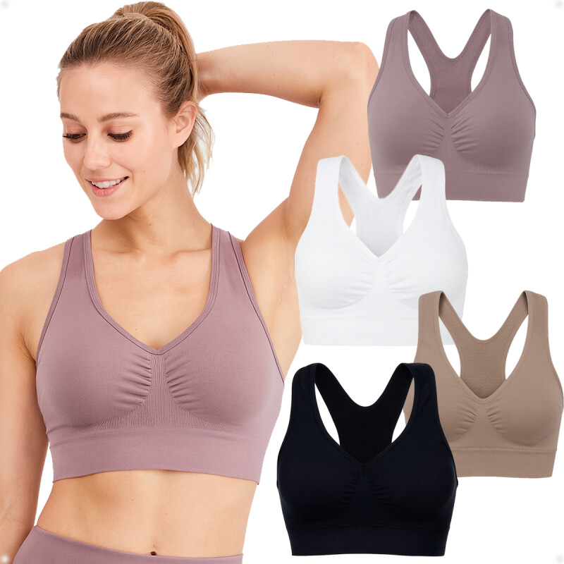 Soutien Top Sin Costuras Con Tiras Espalda Nadador Color Rosa