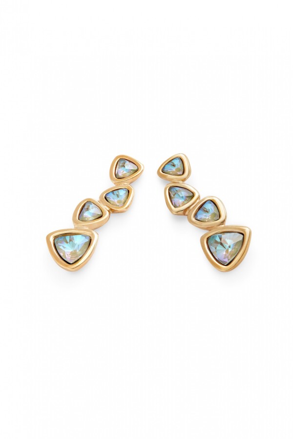 PENDIENTES EN ALEACIAÓN DE METALES BAÑADA EN ORO 18K Y 4 CRISTALES MULTICOLORES Pendiente