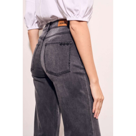 Jean Flared Wide Leg Denim Gris