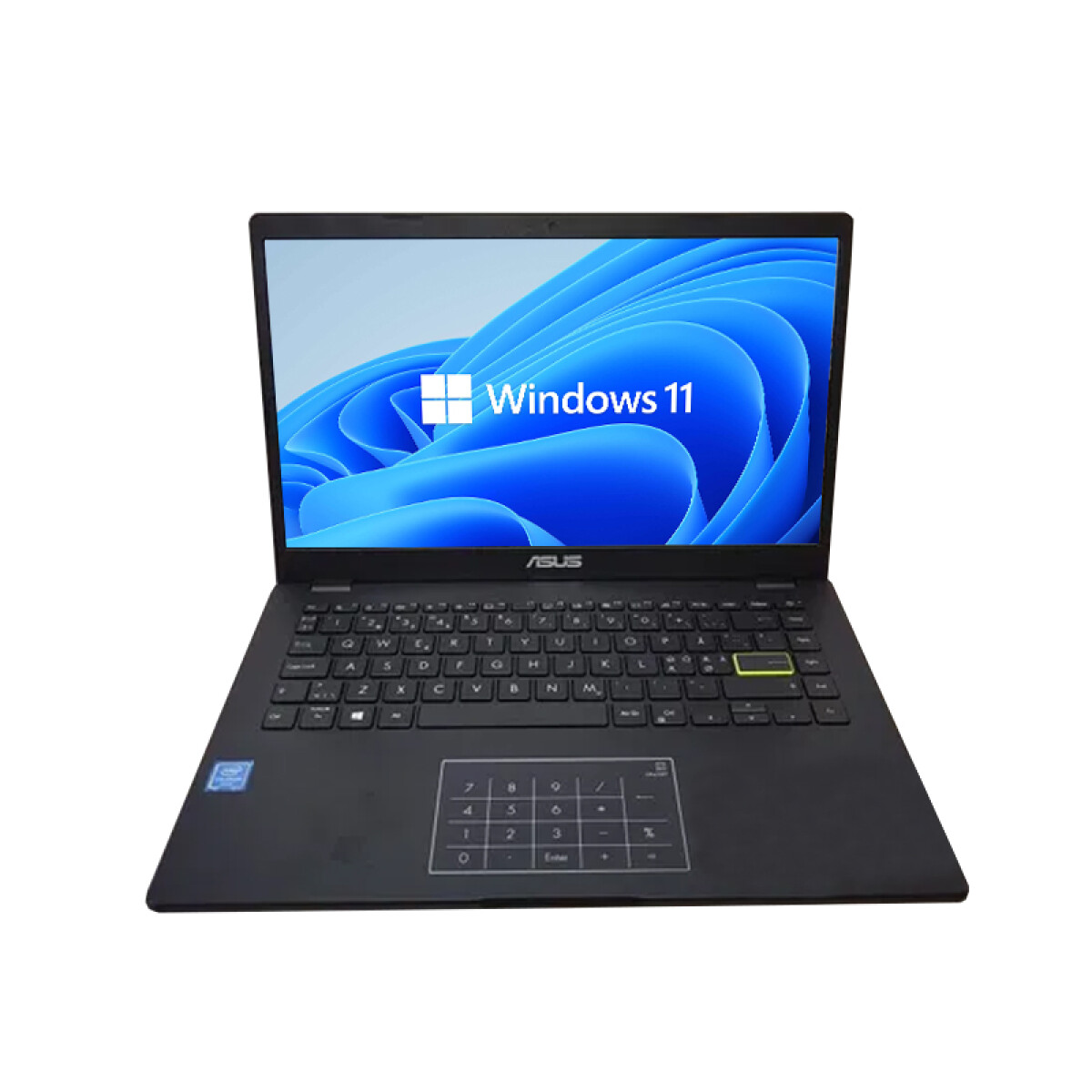 Notebook Asus E410MA. Celeron N4020. RAM 4GB. Disco Sólido 120GB. Pantalla 14". Teclado numérico en TouchPad. Win11 