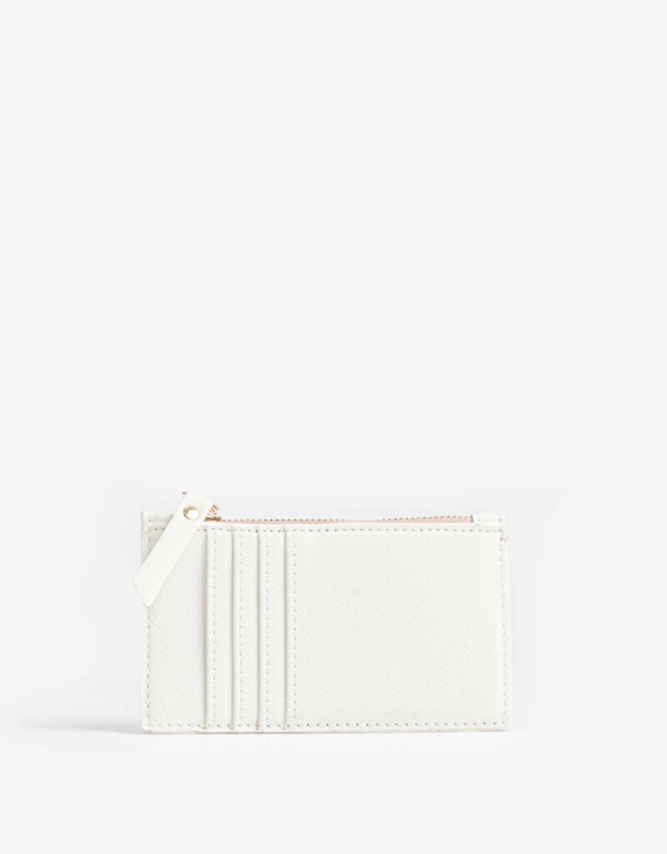 Tarjetero Con Cierre - Blanco Crudo 
