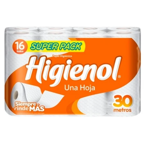 PAPEL HIGIENICO HIGIENOL 30 MT 16 ROLLOS PAPEL HIGIENICO HIGIENOL 30 MT 16 ROLLOS