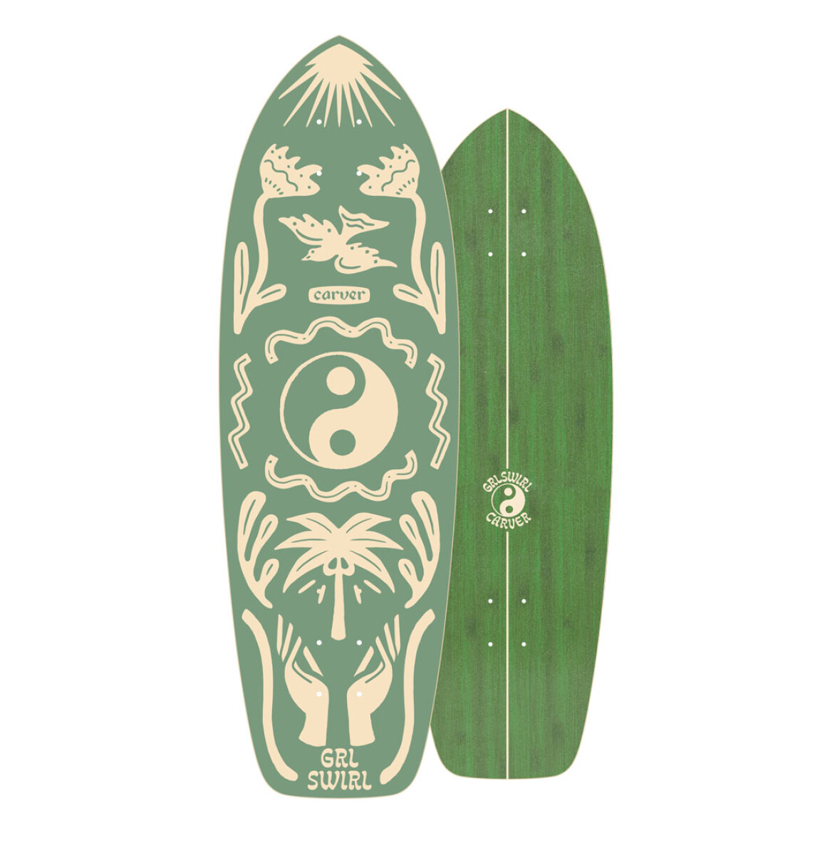 Deck Carver Raw GRLSWIRL Yang Yin 31" x 9.75" - (Sólo tabla) 