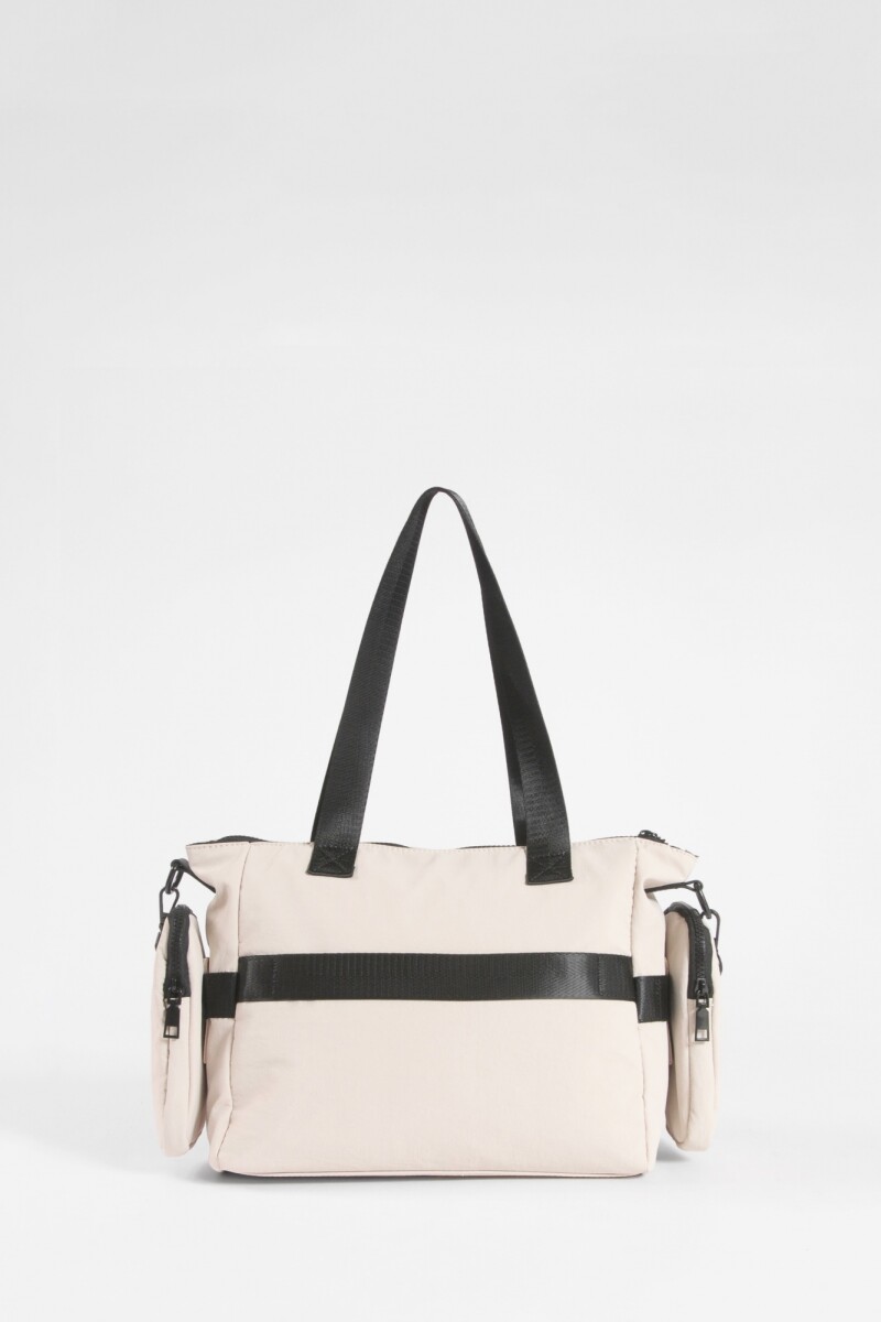 Cartera con bolsillo removible y correa regulable beige