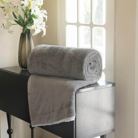 Frazada X2 Manta Polar 2 Plazas C/corderito 200x230cm Gris