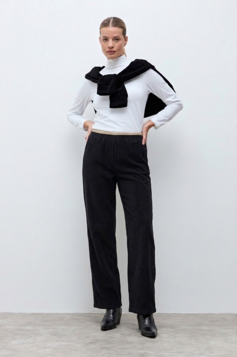 Jogger acanalado con vivo - negro 