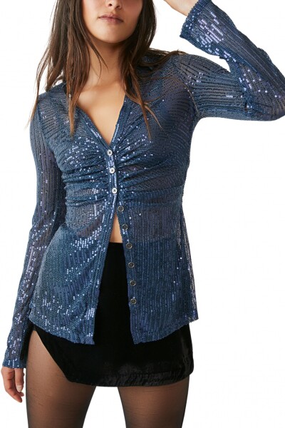 SEQUIN SHIRTEE Azul Marino