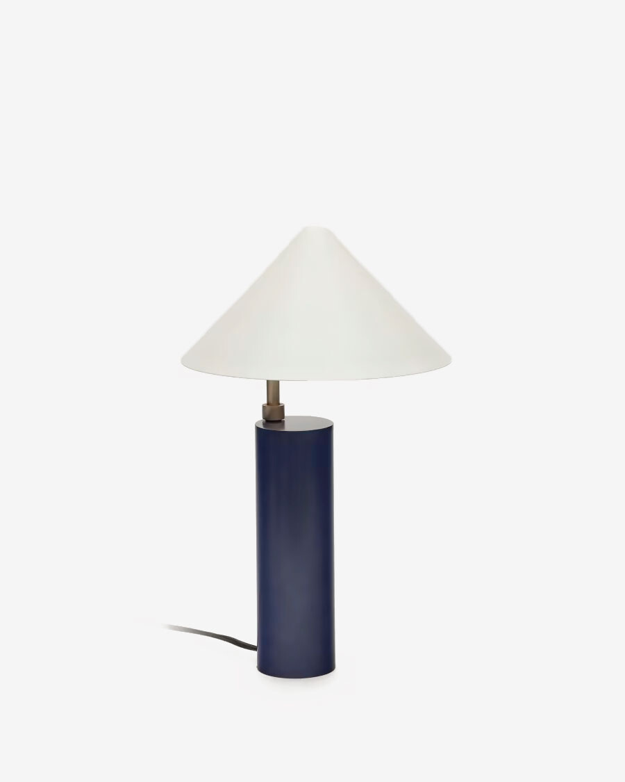 Lámpara de mesa Shiva de metal con acabado pintado azul y blanco Lámpara de mesa Shiva de metal con acabado pintado azul y blanco