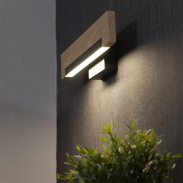 Aplique pared LED negro/madera cálida 9,6W CAMACHO EG0863