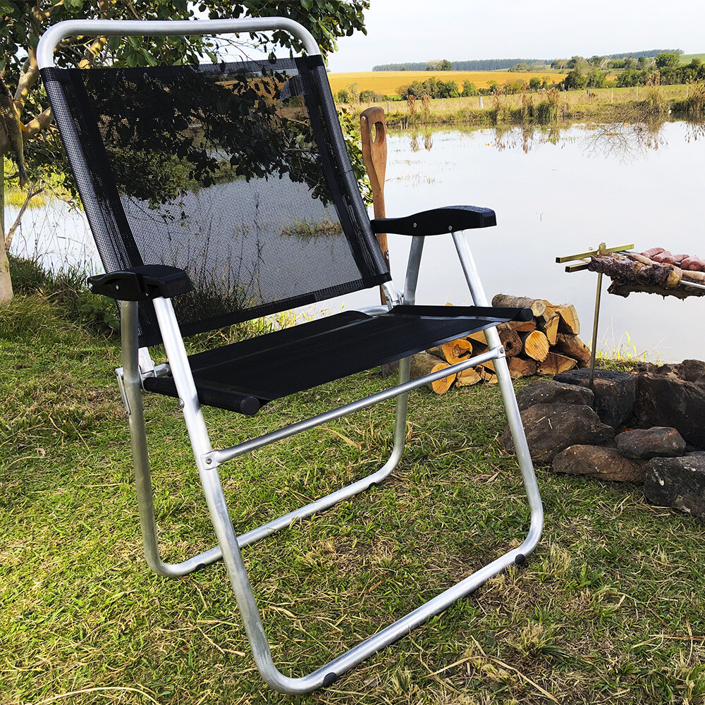 Sillón En Aluminio Nuevo King más Ancho Super Resistente 140 kg NEGRO