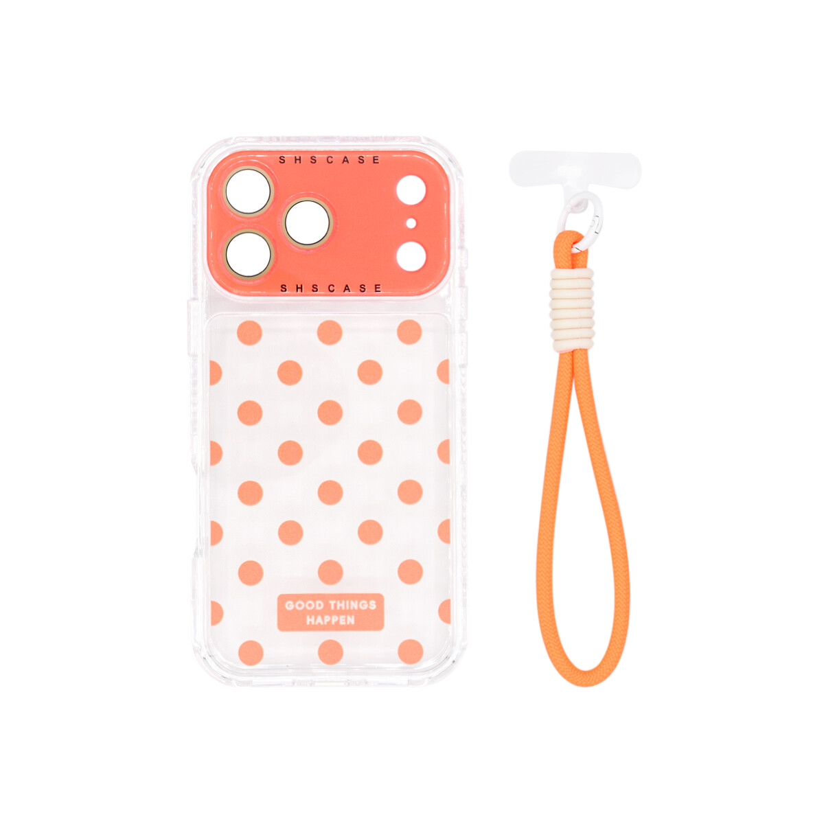 Protector para iPhone 17 Pro Max diseño lunares color naranja 