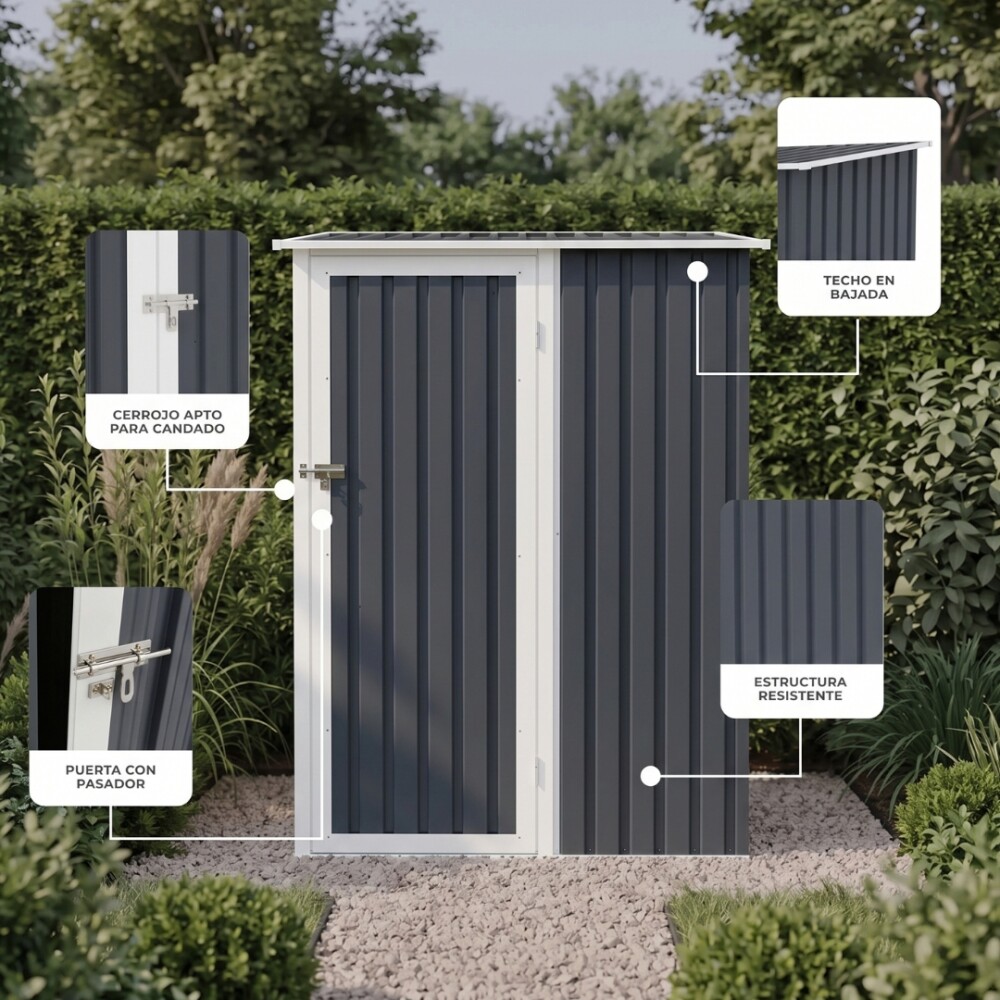 Galpón prefabricado Reforzado 1 Puerta JOY A Gris