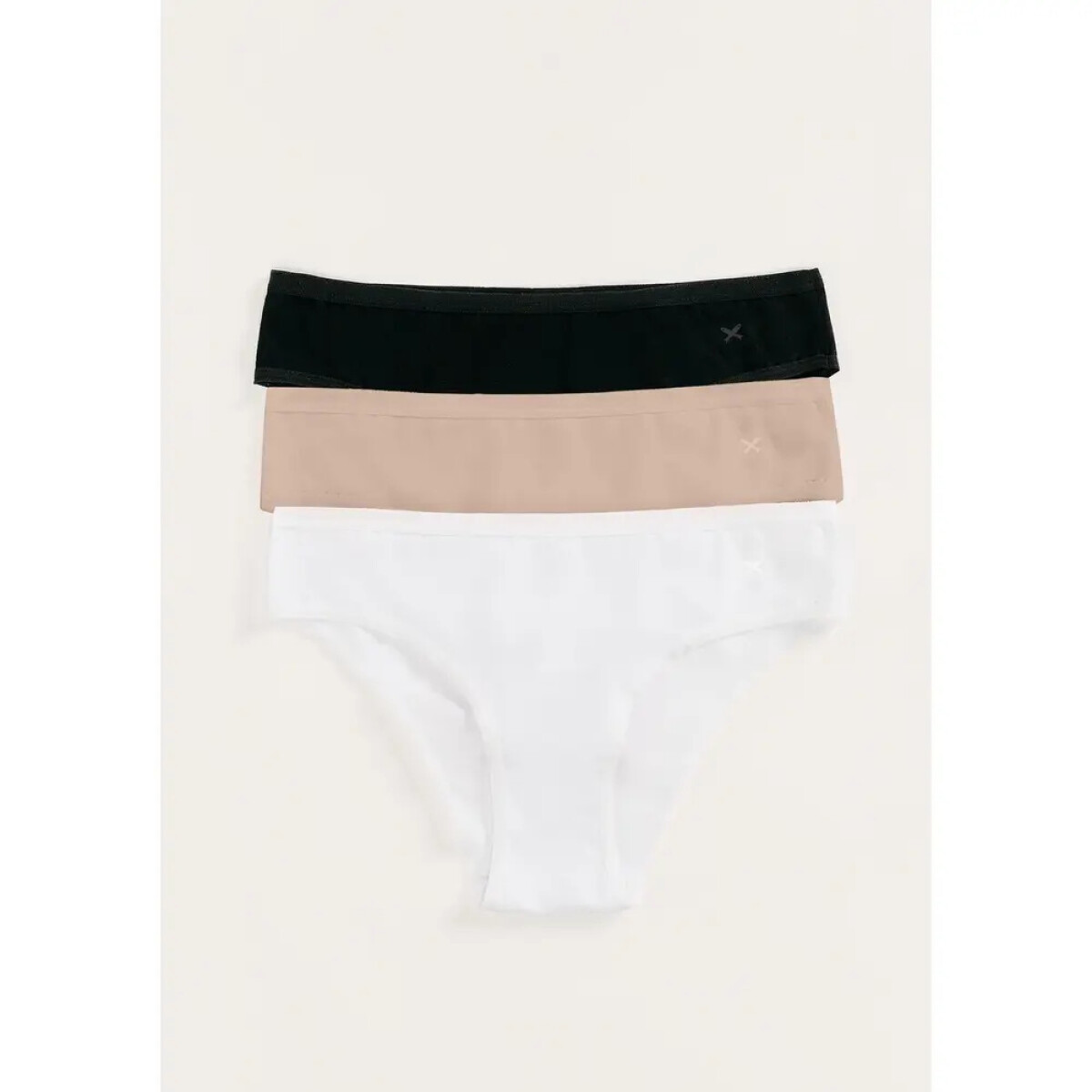 KIT COM 3 CALCINHAS FEM - PRETO/BEGE/BRANCO 