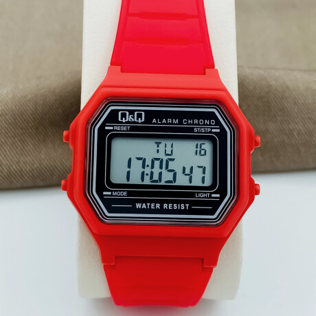 Reloj Q&Q Classic Digital Unisex Resistente Al Agua Rojo