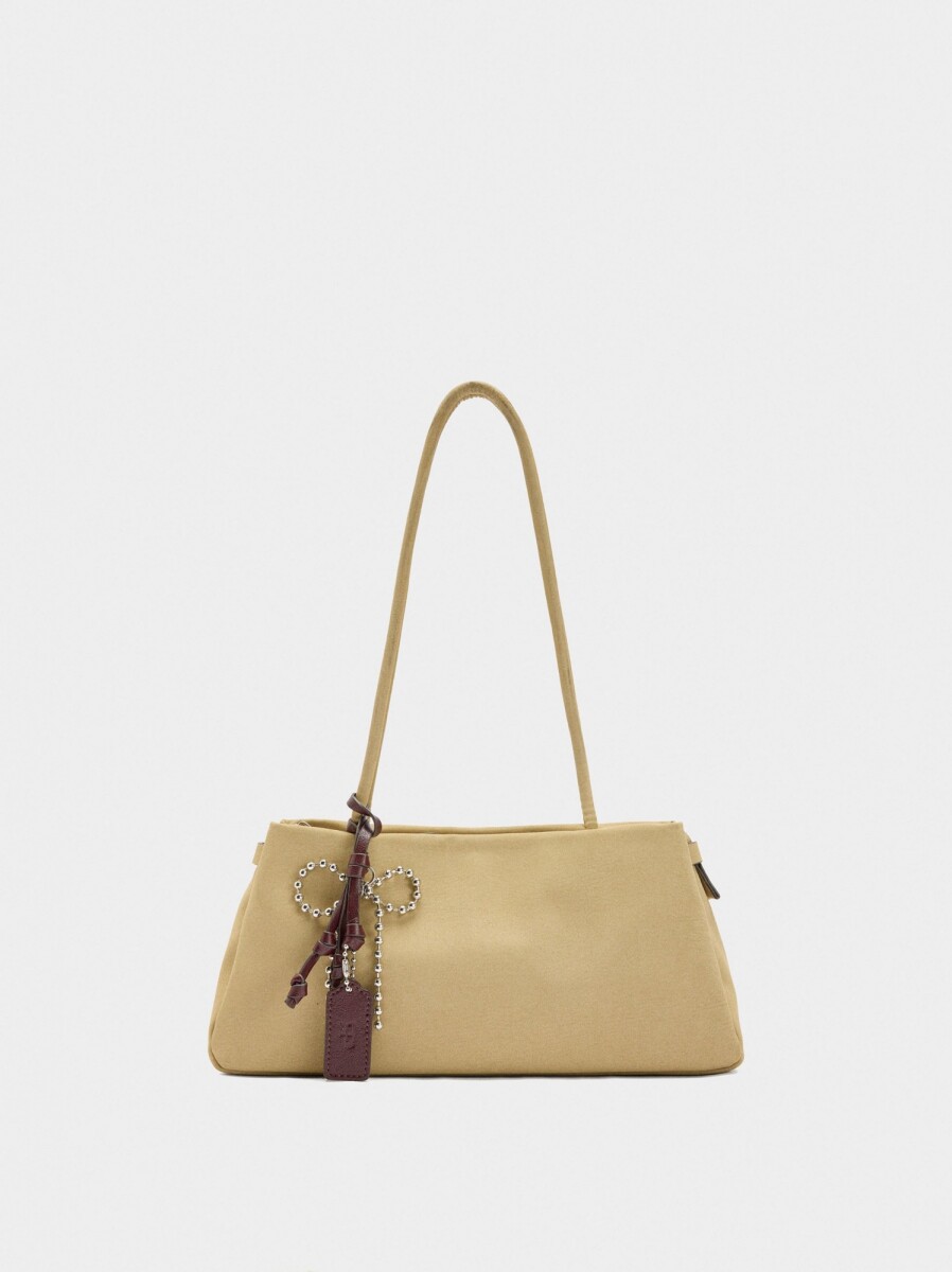 Bolso De Hombro Efecto Piel Con Colgante - camel 